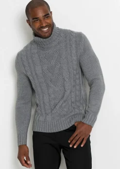 bonprix Pull col roulé en maille torsadée|Homme Pulls & Gilets