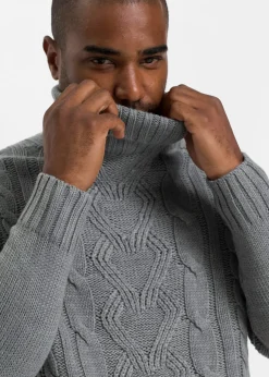 bonprix Pull col roulé en maille torsadée|Homme Pulls & Gilets