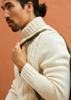 Homme bonprix Pulls & Gilets|Pull col roulé en maille torsadée