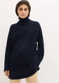 bonprix Pull col roulé oversize en coton mélangé|Femme Maille|Pulls & Gilets