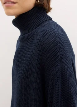 bonprix Pull col roulé oversize en coton mélangé|Femme Maille|Pulls & Gilets