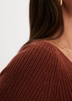 bonprix Pull côtelé 100% coton|Femme Maille|Pulls & Gilets