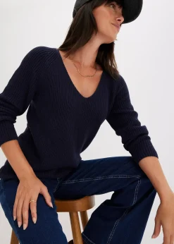 Femme bonprix Maille|Pulls & Gilets|Pull côtelé 100% coton