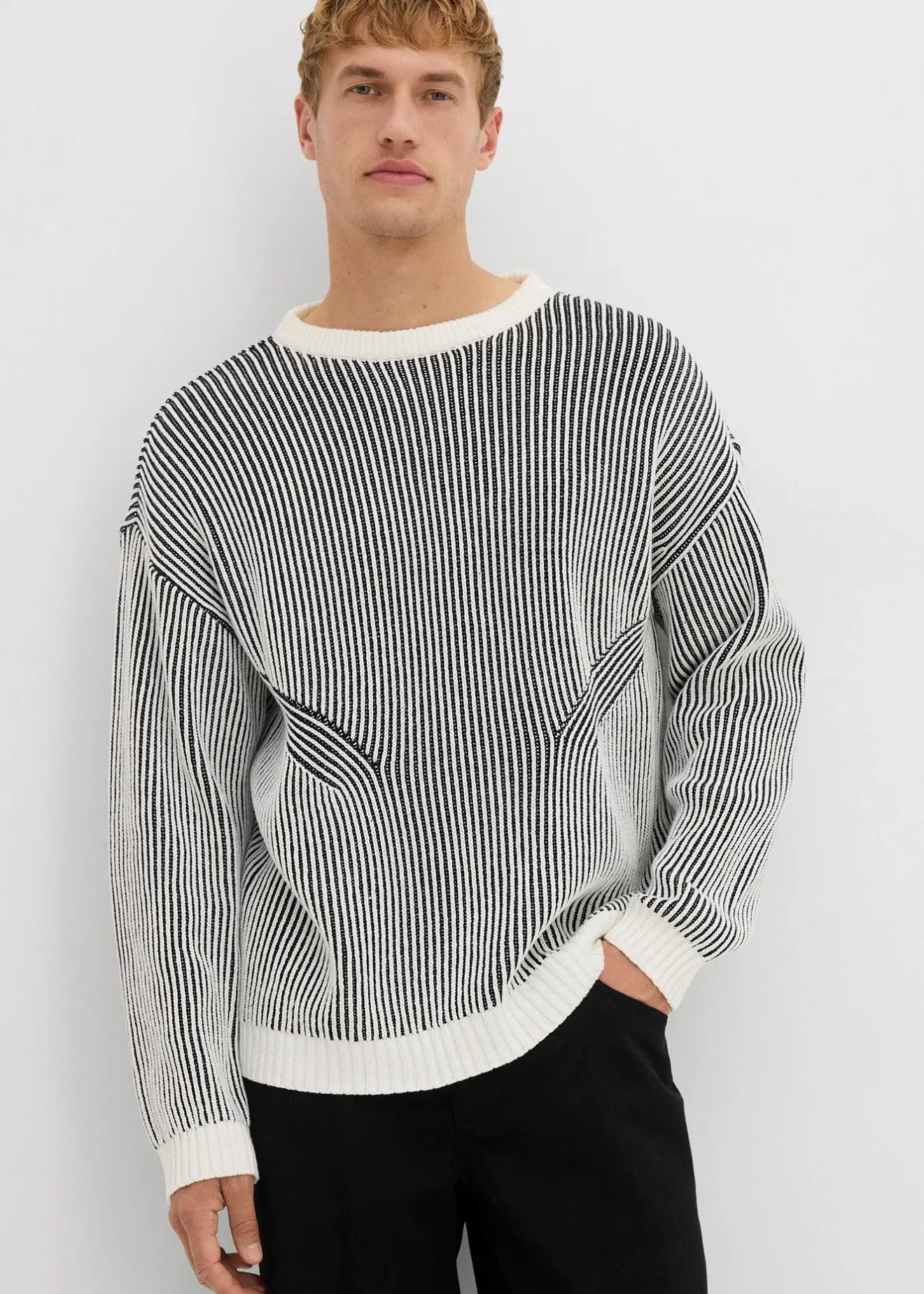 bonprix Pull côtelé ample en coton mélangé|Homme Pulls & Gilets