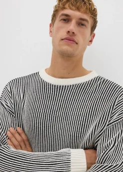 bonprix Pull côtelé ample en coton mélangé|Homme Pulls & Gilets