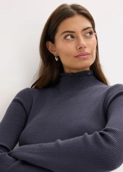 bonprix Pull côtelé en viscose mélangée fluide|Femme Maille|Pulls & Gilets