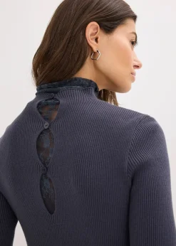 bonprix Pull côtelé en viscose mélangée fluide|Femme Maille|Pulls & Gilets