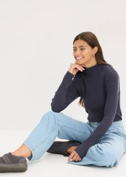 bonprix Pull côtelé en viscose mélangée fluide|Femme Maille|Pulls & Gilets