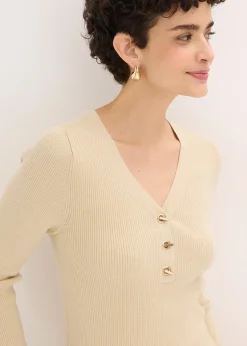 bonprix Pull côtelé en viscose mélangée|Femme Maille|Pulls & Gilets