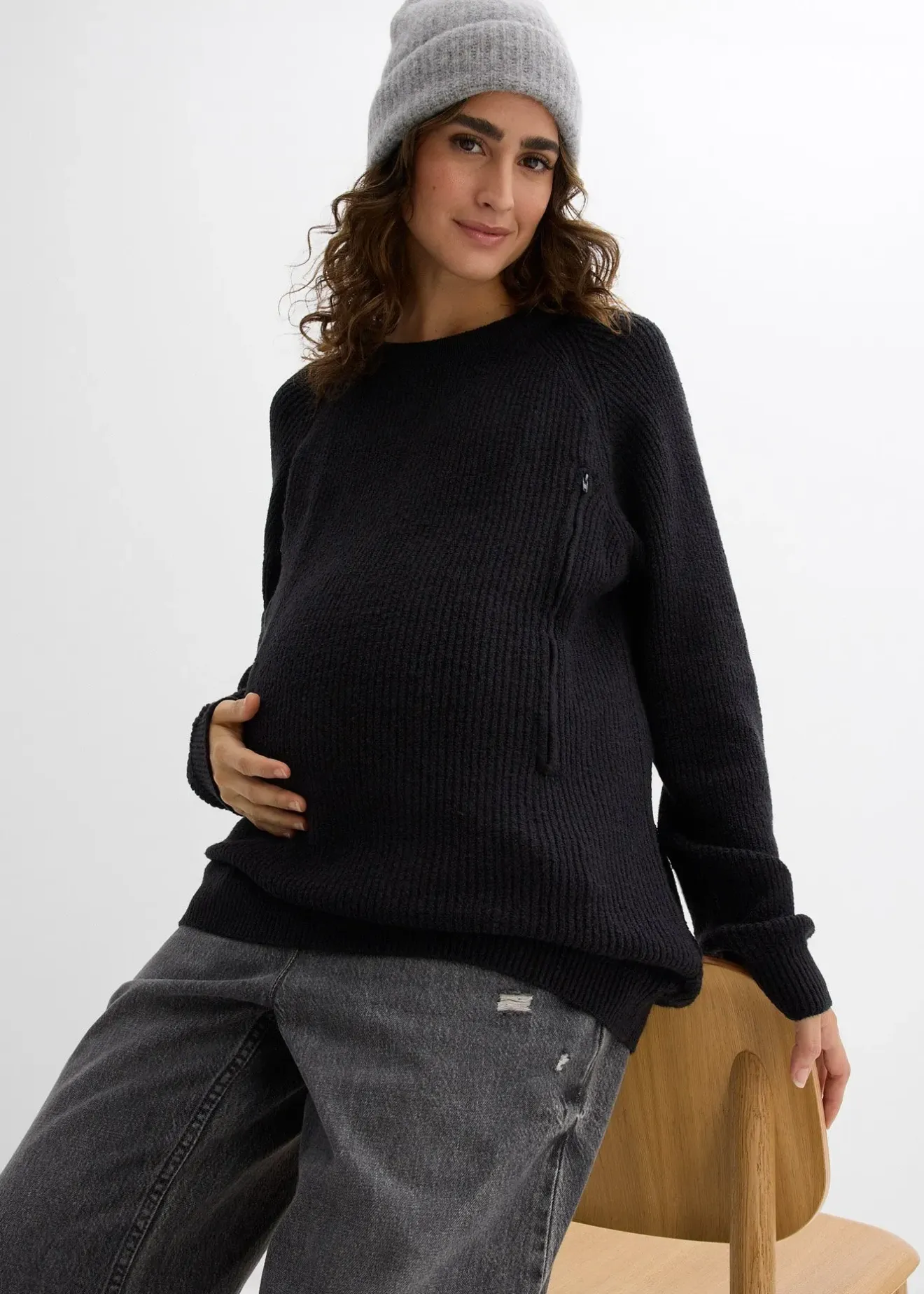 Femme bonprix Femme Enceinte|Pull de grossesse avec ouvertures discrètes pour l’allaitement