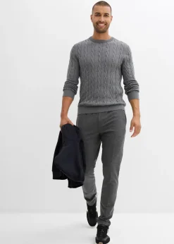 bonprix Pull doux à torsades en fine maille de coton majoritaire, slim|Homme Pulls & Gilets