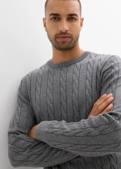 bonprix Pull doux à torsades en fine maille de coton majoritaire, slim|Homme Pulls & Gilets