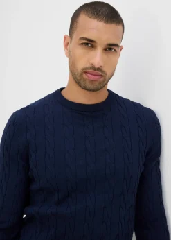 Homme bonprix Pulls & Gilets|Pull doux à torsades en fine maille de coton majoritaire, slim