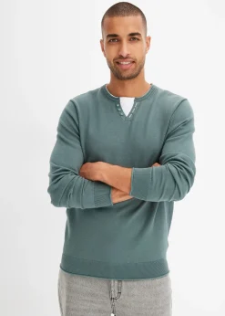 bonprix Pull doux aspect 2en1 en fine maille de coton majoritaire|Homme Pulls & Gilets