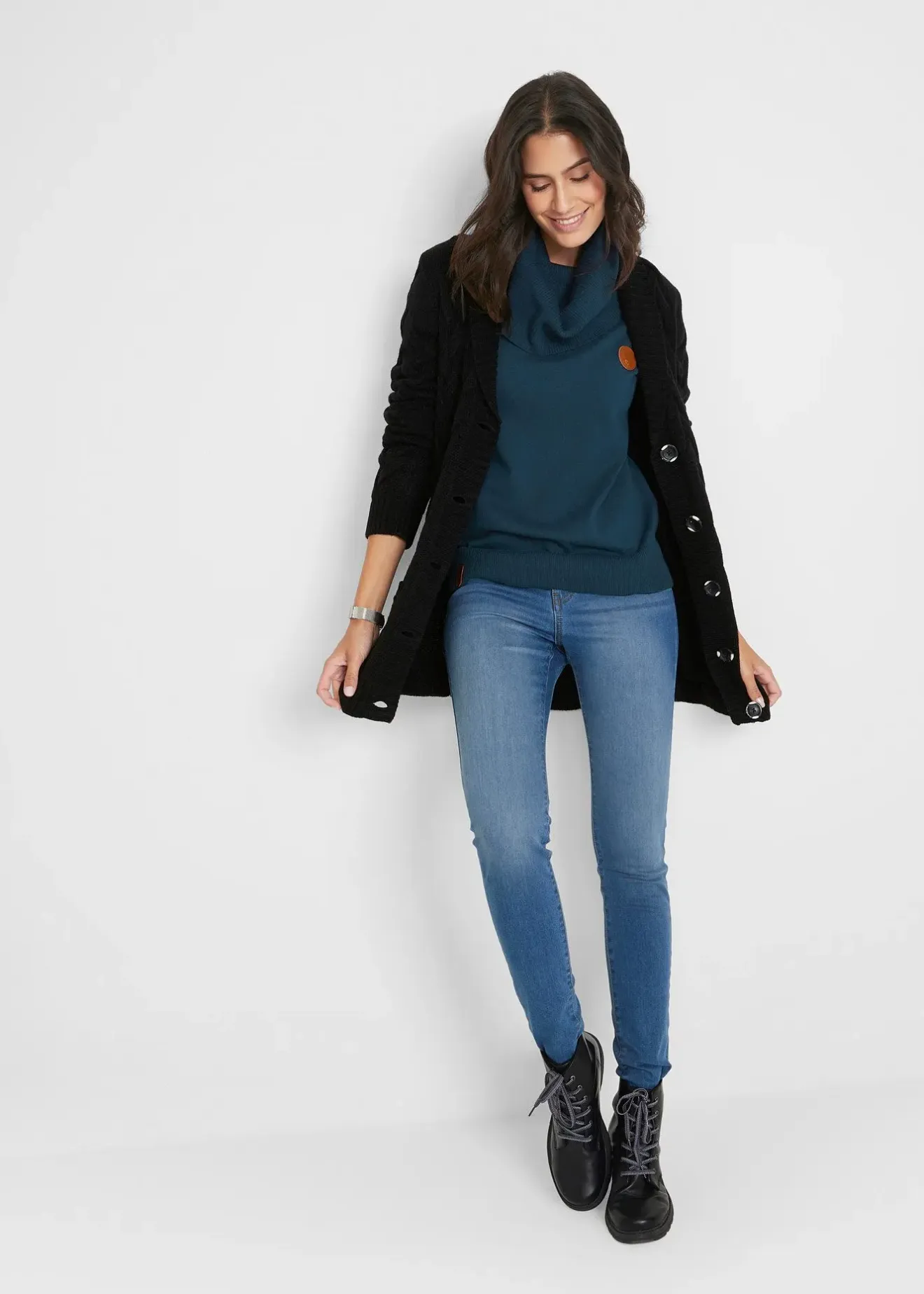 Femme bonprix Maille|Pulls & Gilets|Pull en fine maille à col boule