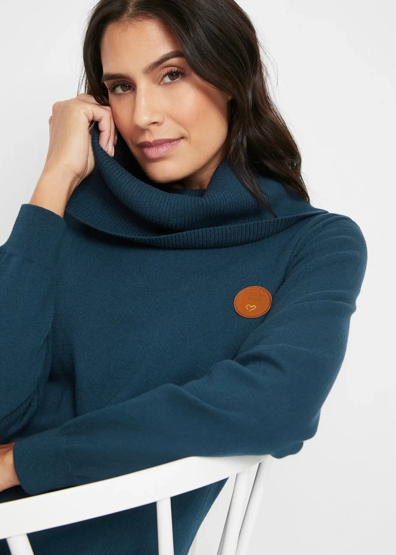 Femme bonprix Maille|Pulls & Gilets|Pull en fine maille à col boule