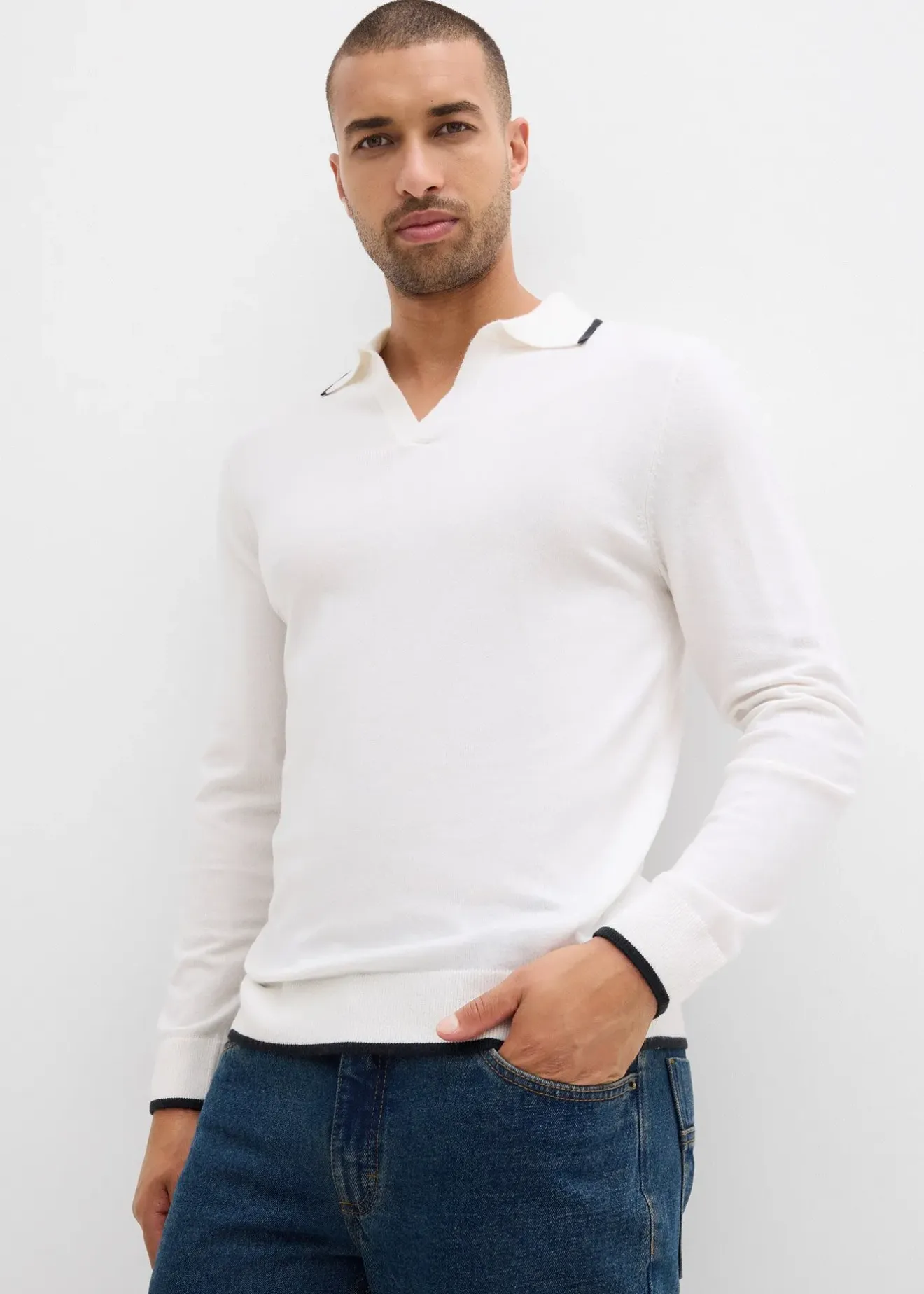 Homme bonprix Pulls & Gilets|Pull en fine maille à détails contrastants