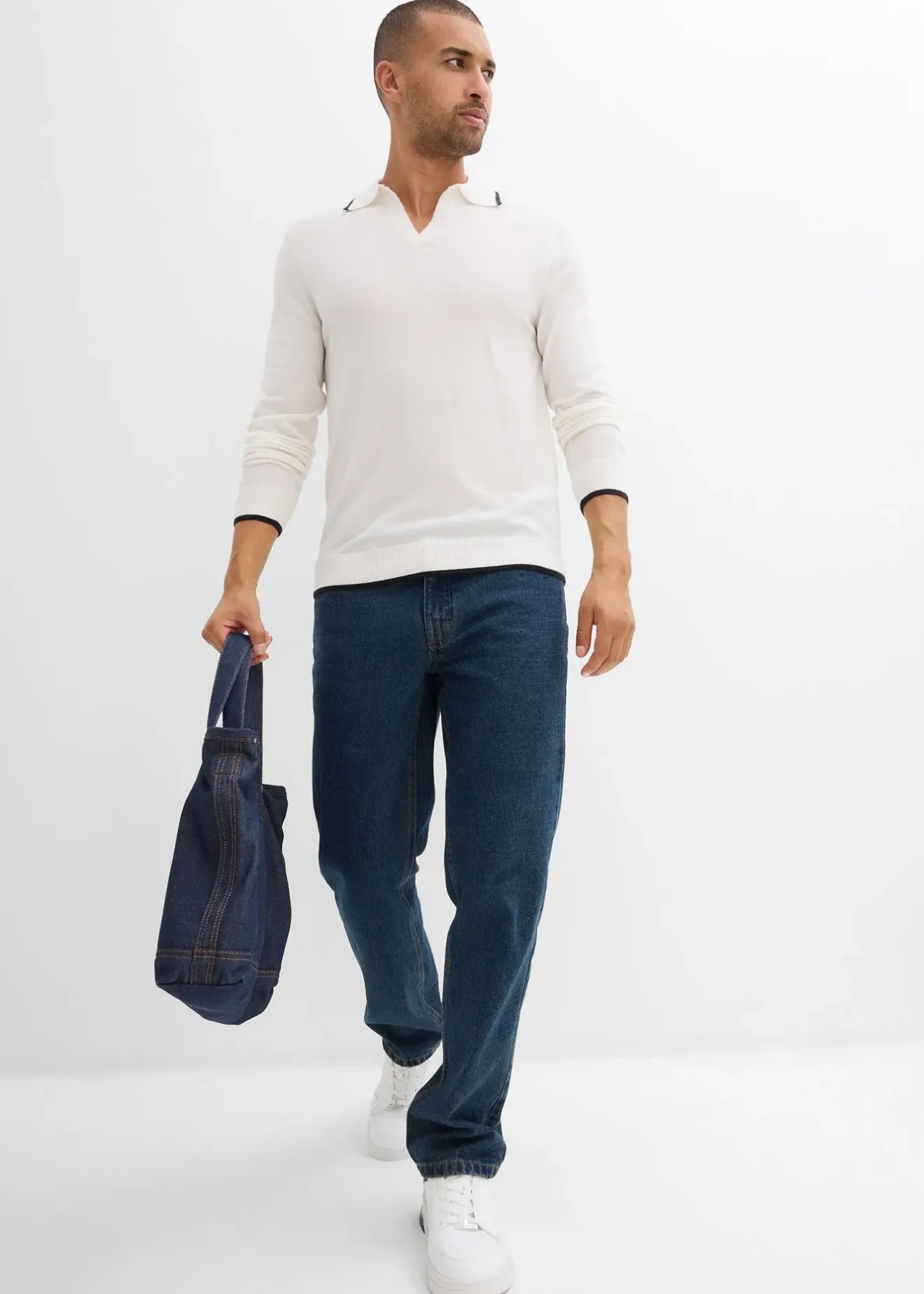 Homme bonprix Pulls & Gilets|Pull en fine maille à détails contrastants