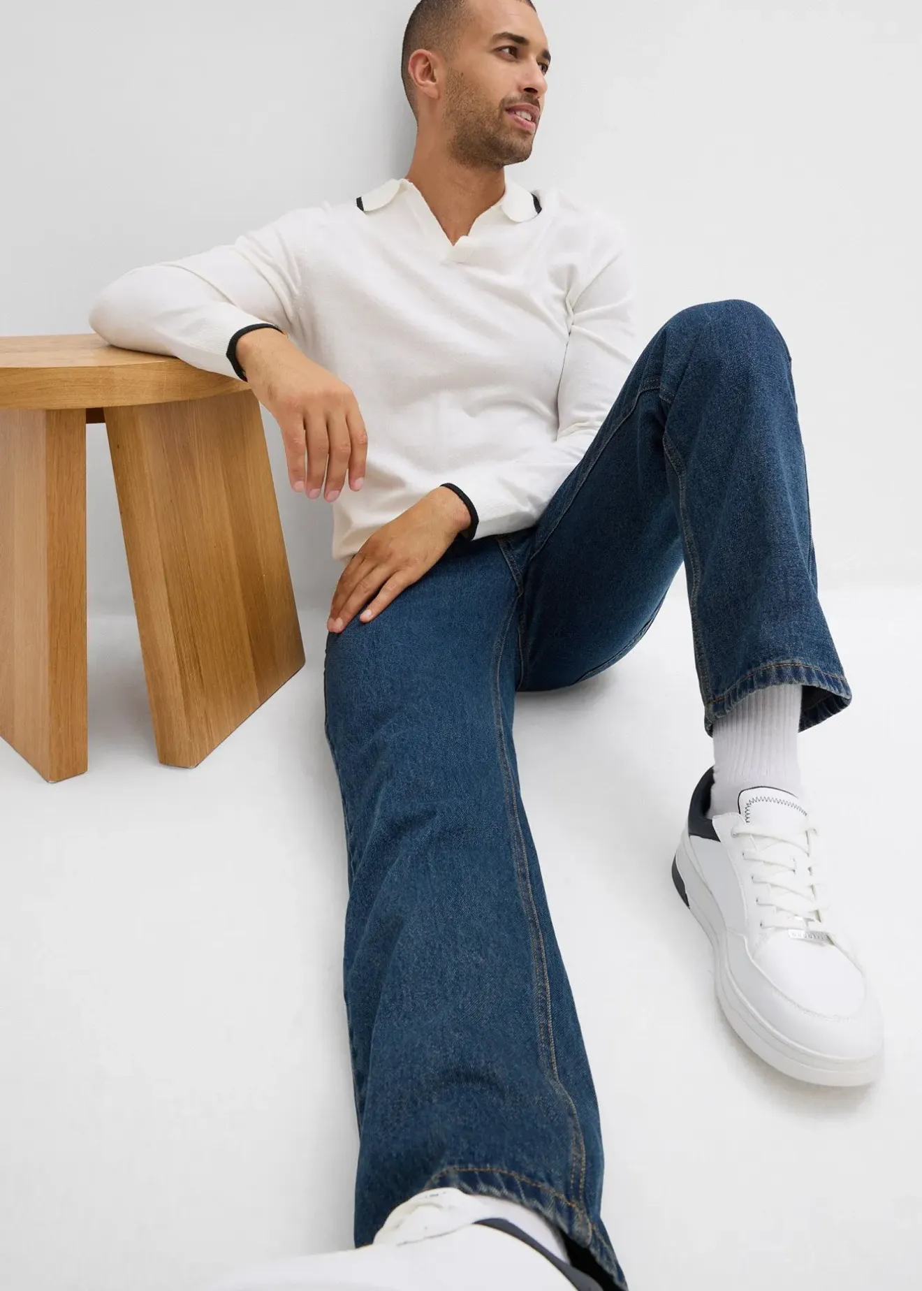 Homme bonprix Pulls & Gilets|Pull en fine maille à détails contrastants