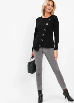 bonprix Pull en fine maille à rivets|Femme Maille|Pulls & Gilets