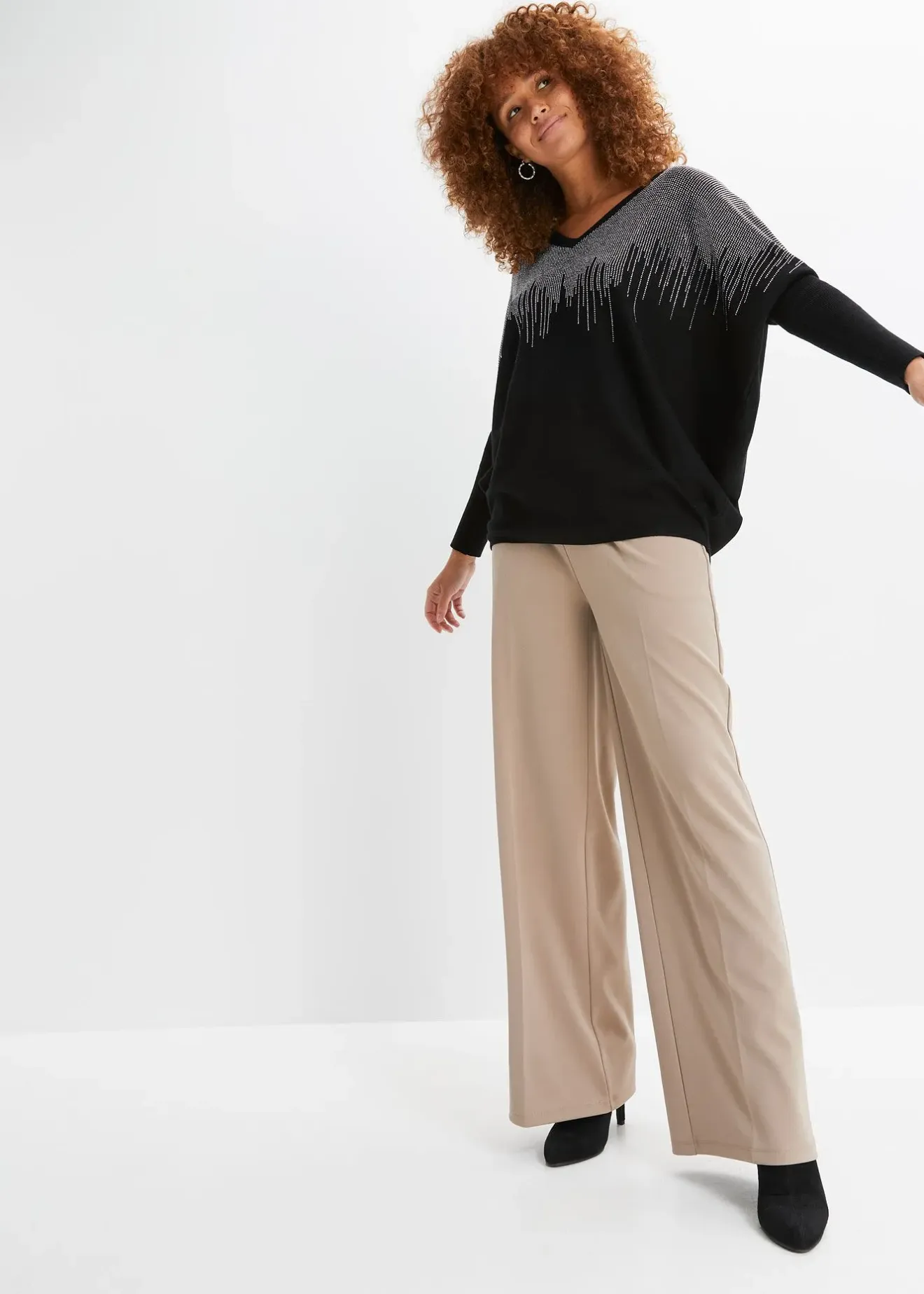 Femme bonprix Maille|Pulls & Gilets|Pull en fine maille avec strass