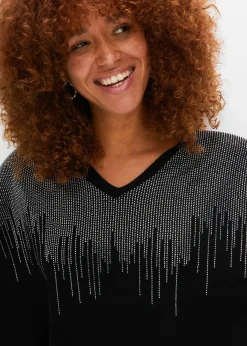 Femme bonprix Maille|Pulls & Gilets|Pull en fine maille avec strass