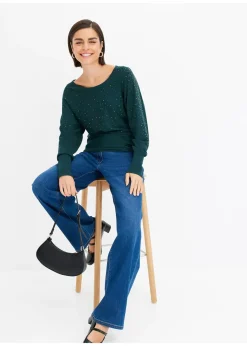 Femme bonprix Maille|Pulls & Gilets|Pull en fine maille avec strass