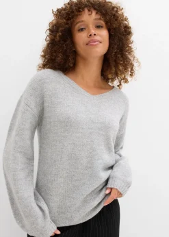 bonprix Pull en fine maille douce à manches ballon|Femme Maille|Basiques