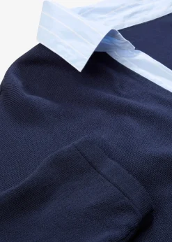 bonprix Pull en fine maille empiècement chemisier|Femme Maille|Pulls & Gilets