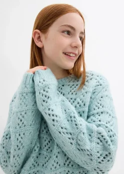 bonprix Pull en grosse maille à broderie ajourée|Enfant Vêtements Enfant|Filles 9-16 Ans·Pulls & Sweats