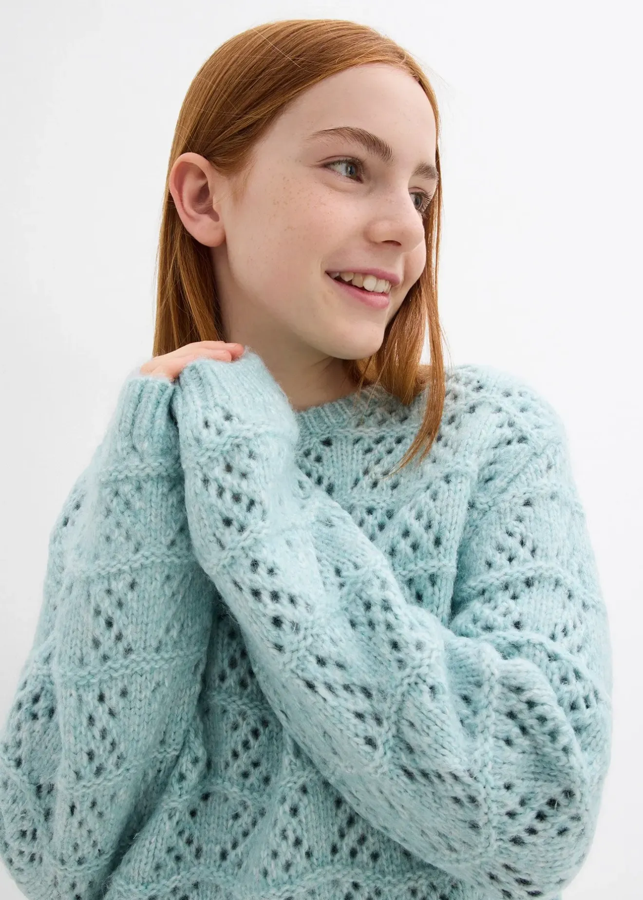bonprix Pull en grosse maille à broderie ajourée|Enfant Vêtements Enfant|Filles 9-16 Ans·Pulls & Sweats