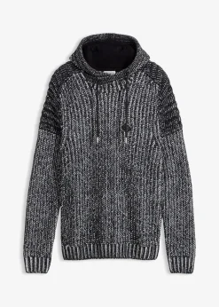 bonprix Pull en grosse maille à capuche et détails motard|Homme Pulls & Gilets