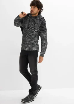 bonprix Pull en grosse maille à capuche et détails motard|Homme Pulls & Gilets