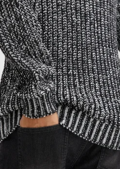 bonprix Pull en grosse maille à capuche et détails motard|Homme Pulls & Gilets