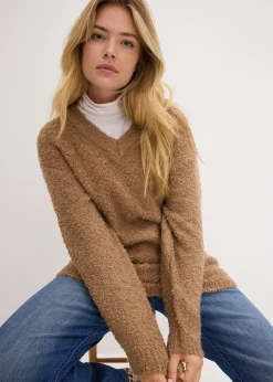 Femme bonprix Maille|Pulls & Gilets|Pull en grosse maille à col en V