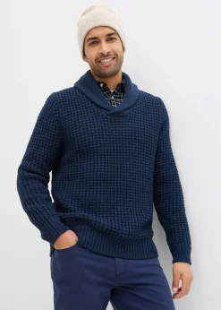 Homme bonprix Pulls & Gilets|Pull en grosse maille à col châle, texture gaufrée
