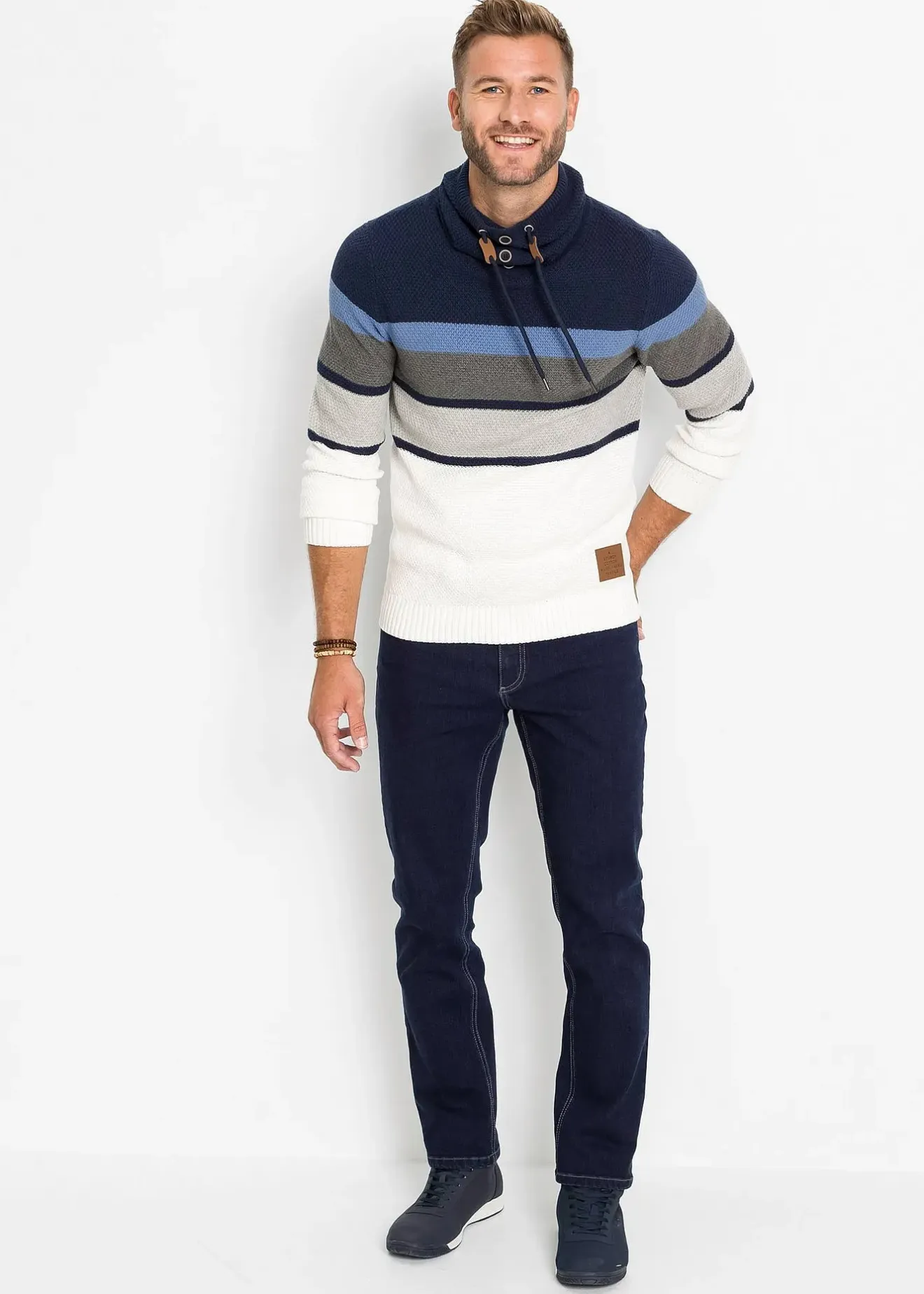 Homme bonprix Pulls & Gilets|Pull en grosse maille à col tube 100% coton