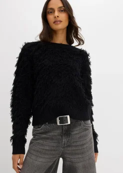 Femme bonprix Maille|Pulls & Gilets|Pull en grosse maille à franges