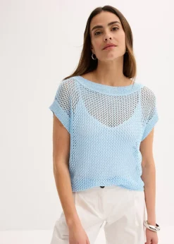 Femme bonprix Maille|Pulls & Gilets|Pull en grosse maille ajourée avec fil brillant