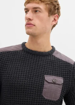 bonprix Pull en grosse maille avec poche à rabat|Homme Pulls & Gilets