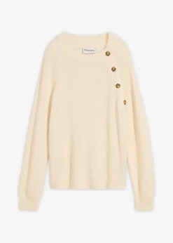 bonprix Pull en grosse maille avec patte de boutonnage|Femme Maille|Pulls & Gilets