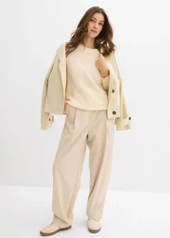 bonprix Pull en grosse maille avec patte de boutonnage|Femme Maille|Pulls & Gilets