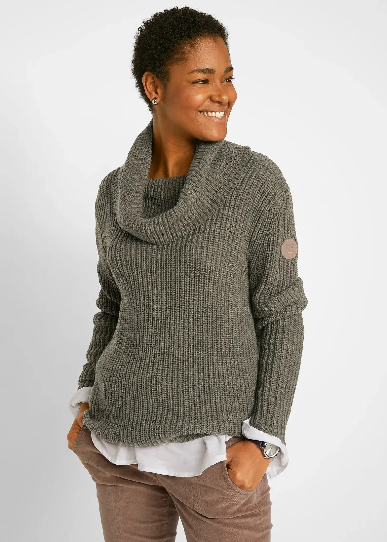 Femme bonprix Maille|Pulls & Gilets|Pull en grosse maille avec col large