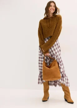 bonprix Pull en grosse maille avec capuche|Femme Maille|Pulls & Gilets