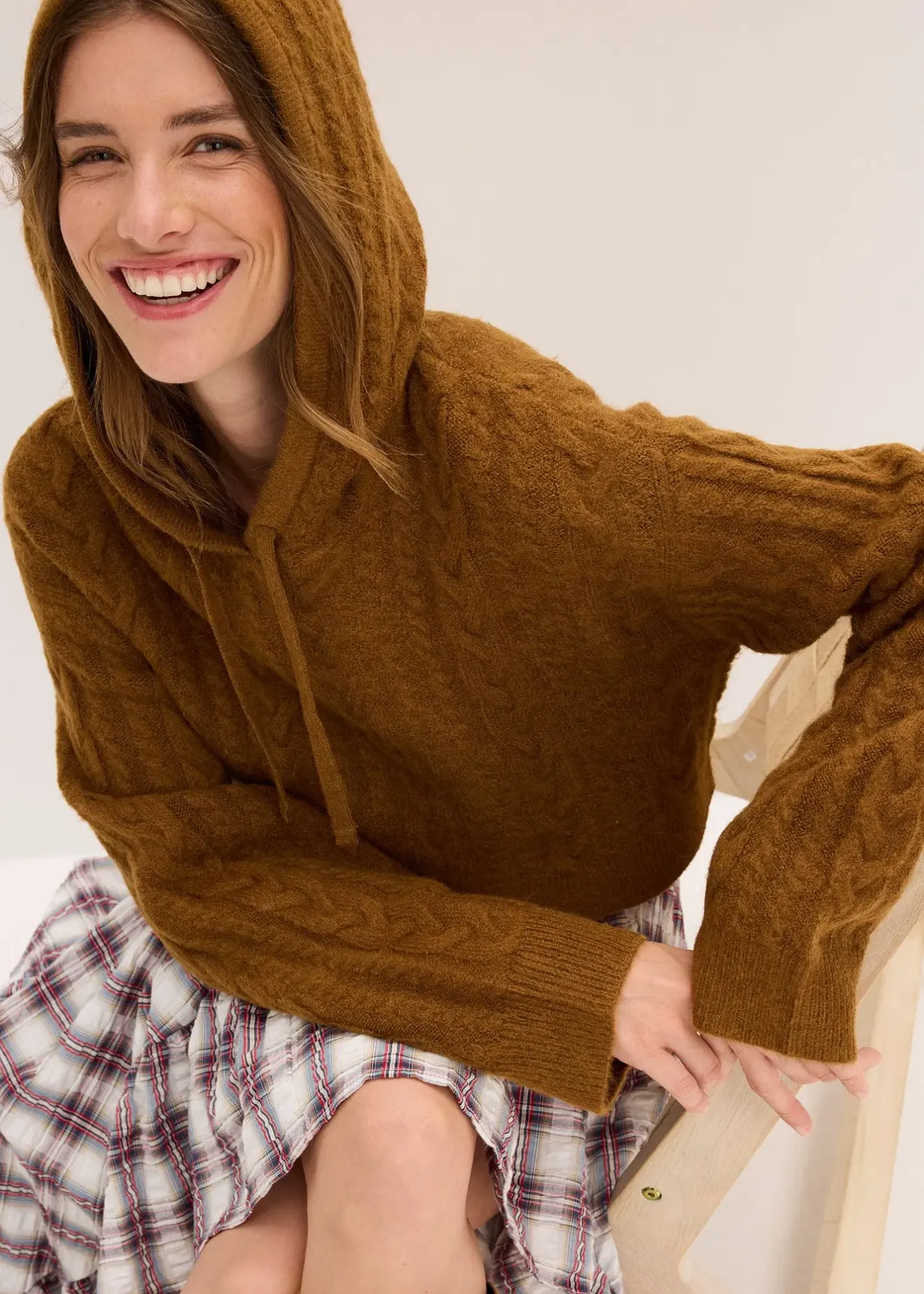 bonprix Pull en grosse maille avec capuche|Femme Maille|Pulls & Gilets