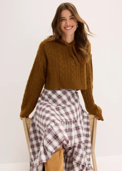 bonprix Pull en grosse maille avec capuche|Femme Maille|Pulls & Gilets