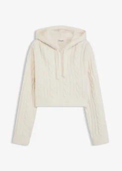 Femme bonprix Maille|Pulls & Gilets|Pull en grosse maille avec capuche