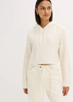 Femme bonprix Maille|Pulls & Gilets|Pull en grosse maille avec capuche