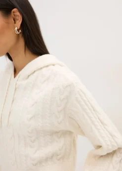 Femme bonprix Maille|Pulls & Gilets|Pull en grosse maille avec capuche