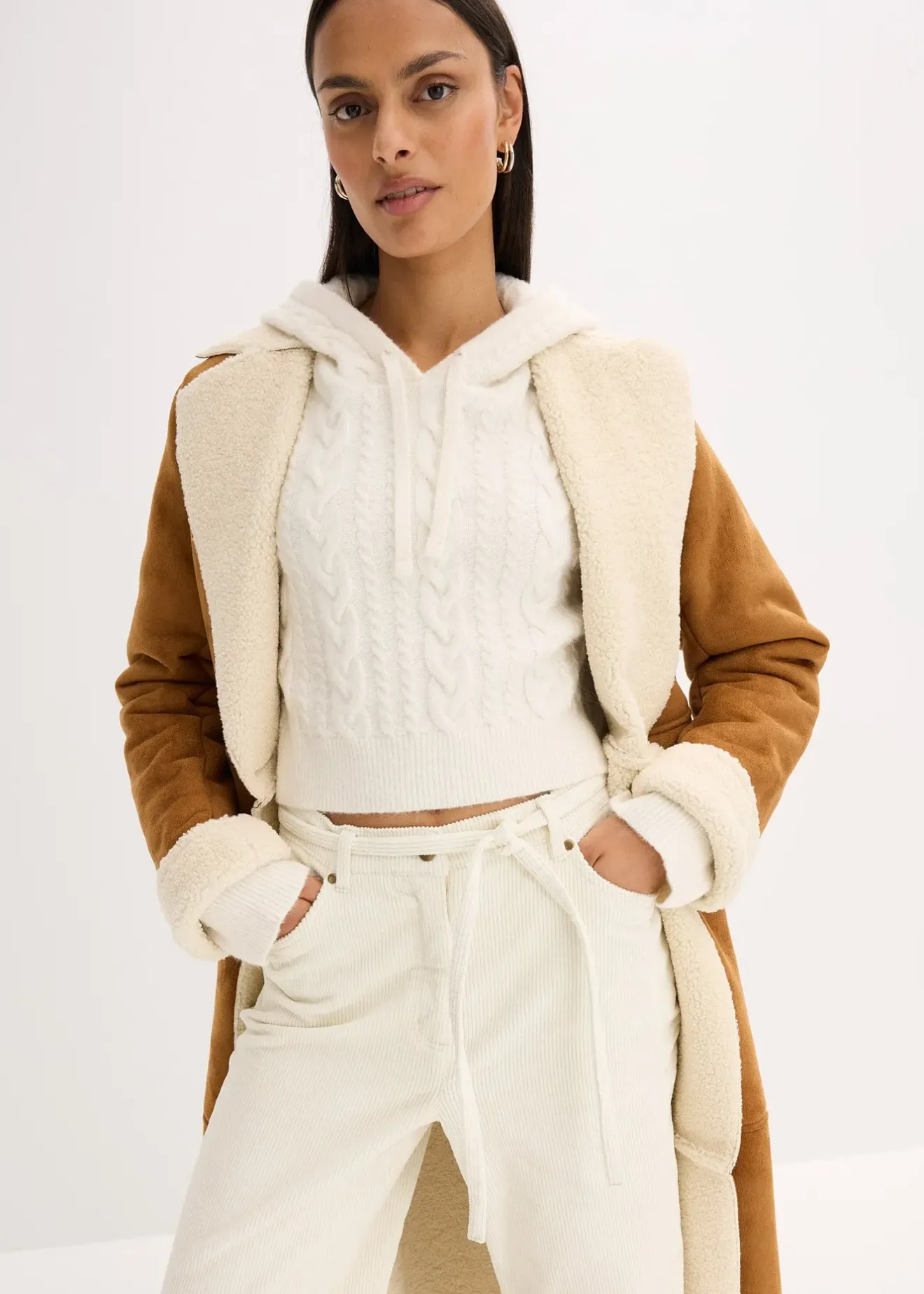 Femme bonprix Maille|Pulls & Gilets|Pull en grosse maille avec capuche